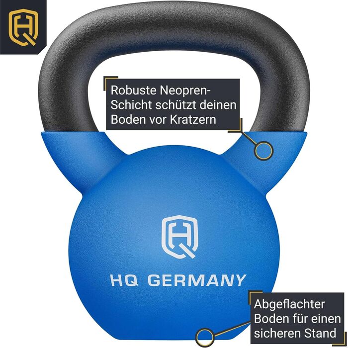 Неопренова гиря HQ Germany, ціліснолита, 2-32 кг, стартовий набір, ±2% вага