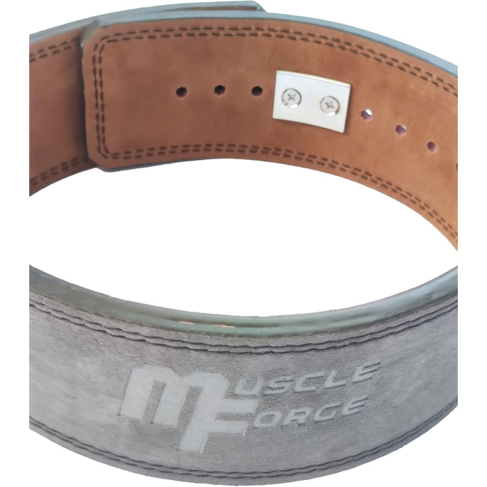 Шкіряний пауерліфтинг пояс MuscleForge зі сталевою пряжкою, для бодібілдингу та силових тренувань, розмір M (75-95 см)