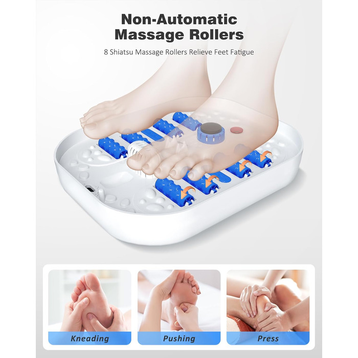 Ванночка для ніг з масажем та підігрівом, таймером – складана ванночка з бульбашками та пемзою, масажер для ніг з водою та 8 роликів – ідеальний подарунок (Блакитний)