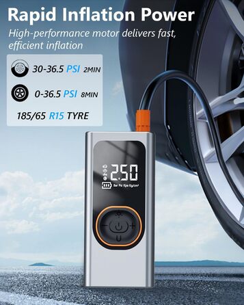 Портативний електричний компресор 6000mAh, 150 PSI, міні насос для шин з цифровим манометром, LED, USB Powerbank для авто, мото, велосипеда, м'ячів