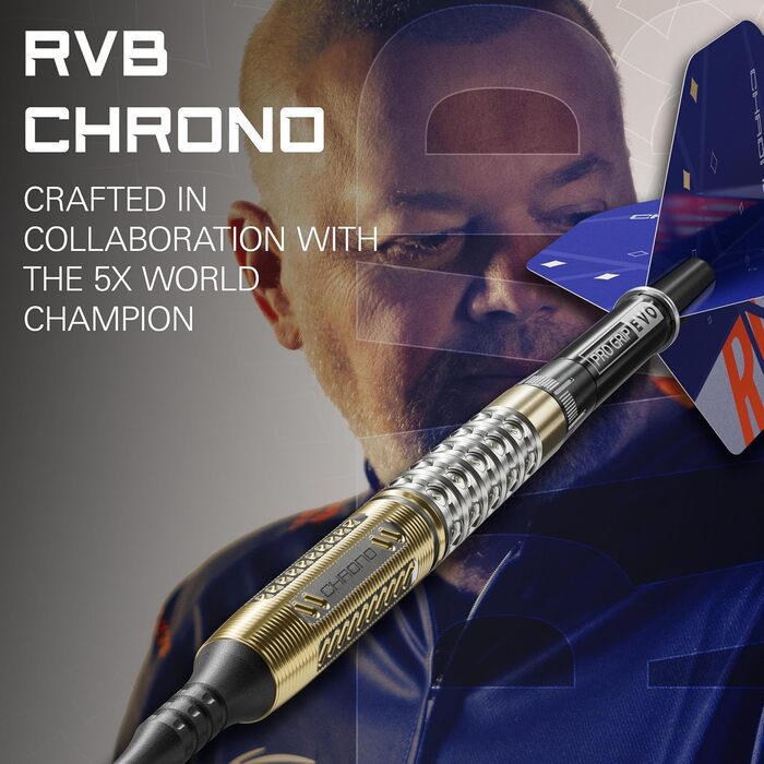Дартси Target Raymond Van Barneveld Chrono, 95% вольфрам, 18/20 г, набір для електронних дартсів з кейсом Takoma та аксесуарами, м'які накінечники Pixel