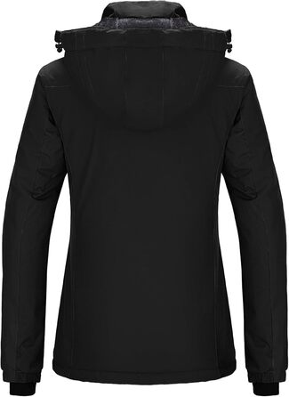 Жіноча зимова куртка Wantdo для катання на лижах, сноуборді та активного відпочинку на природі. Тепла флісова підкладка, водонепроникний вітрозахисний капюшон, куртка з підкладкою, колір чорний (M)