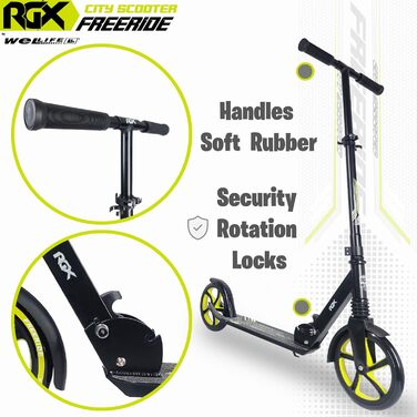 Самокат WeLLIFE Freeride RGX з великими колесами 200 мм, передньою амортизацією, для дорослих і дітей, міський складаний скутер