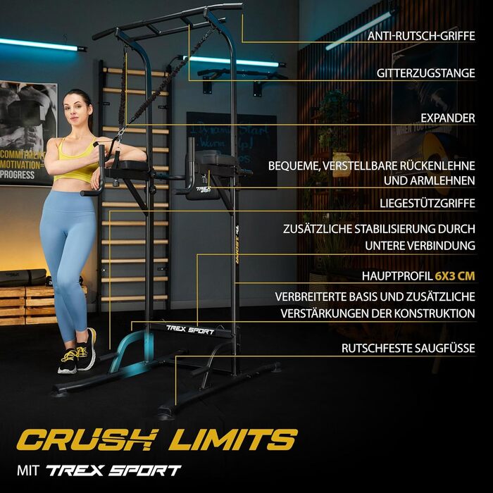TREX SPORT Power Tower TX-150PR: турнік, бруси та силовий комплекс | Фітнес-станція до 150 кг