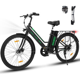 Електровелосипед ELEKGO 26 дюймів, 250 Вт, 36В/8,4А·год, літієва батарея, для жінок і чоловіків, міський Pedelec, запас ходу 35–70 км, чорний