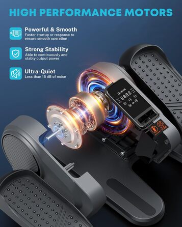 Еліптичний тренажер Gonex під стіл для літніх людей, електричний, з пульт дистанційного керування, 16 рівнів швидкості, ручний та автоматичний режими, сірий