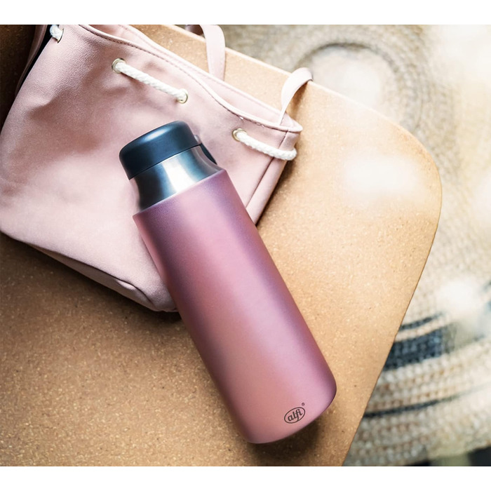 Термос для чаю alfi CITY TEA BOTTLE 900 мл, нержавіюча сталь, рожевий, з ручкою, герметичний, для напоїв, тримає тепло 12 годин, підходить для посудомийки