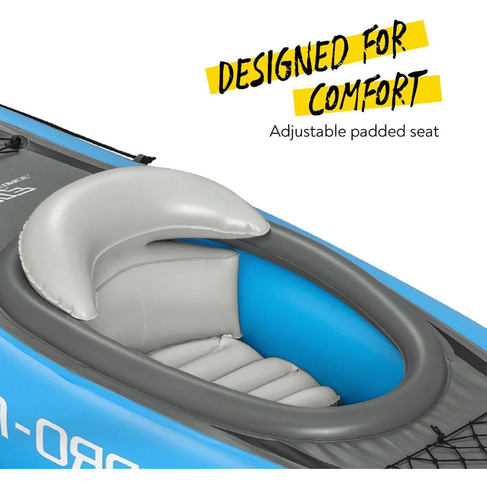 Надувний каяк Hydro-Force Cove Champion для 1 особи, комплект із веслом, насосом і сумкою, синій, 2023