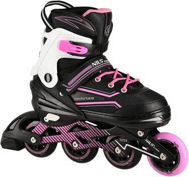 Жіночі роликові ковзани Nils ABEC7, регульовані, для дітей (чорно-рожеві, 39-42)