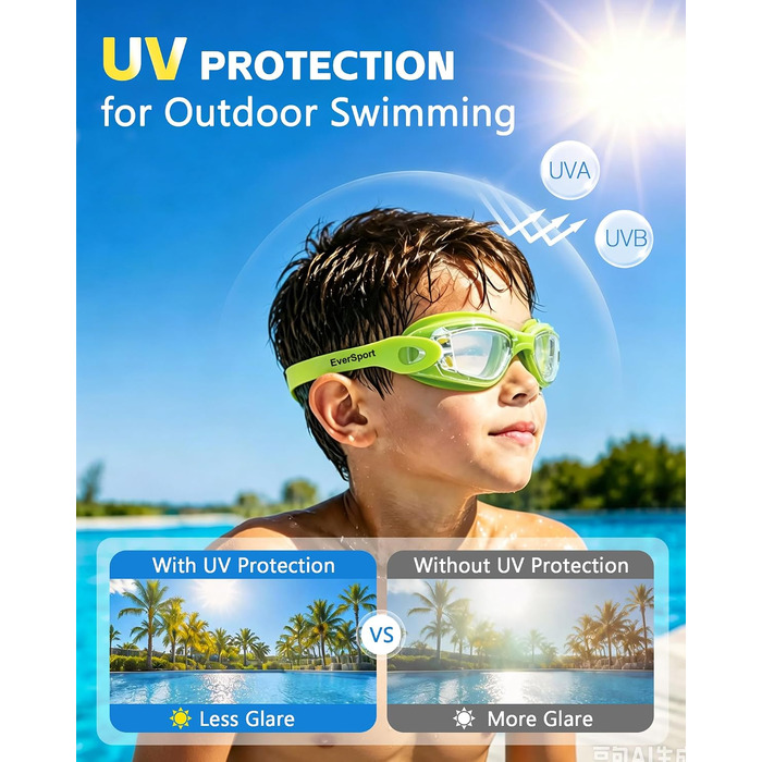 Дитячі плавальні окуляри Kinder-Schwimmbrille (2 шт.) – прозорі, антифог, анти-UV, водонепроникні, з навушниками та фіксатором для носа, для дітей 5-15 років
