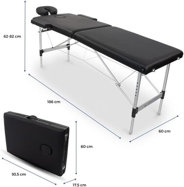 Складаний масажний стіл Mobiclinic CA-01 Light, алюмінієвий каркас, екошкіра, регульована висота, 186x60 см, 2-секційний, з підголівником, для фізіотерапії, навантаження до 250 кг, портативний, у комплекті чохол