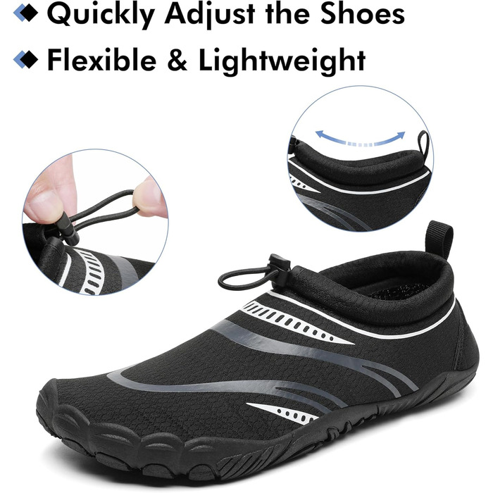 Чоловічі та жіночі аквашузи Mishansha для плавання та відпочинку на пляжі, чорні, 39 EU