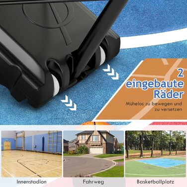 Баскетбольне кільце GOPLUS вуличне, регульована висота 143-305 см, стійка на колесах для підлітків та дорослих