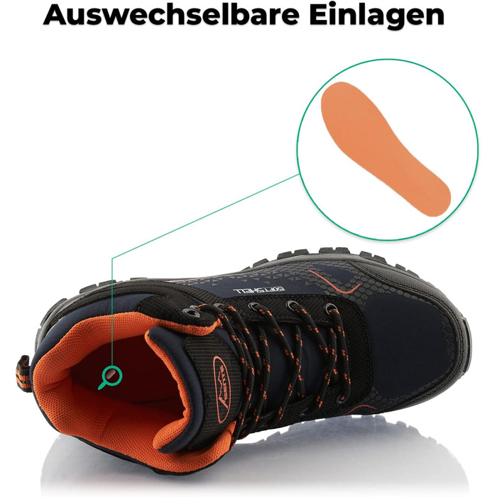 Черевики для ходьби жіночі та чоловічі, зимові, водонепроникні, кольори: темно-синій, помаранчевий, розмір 37 EU