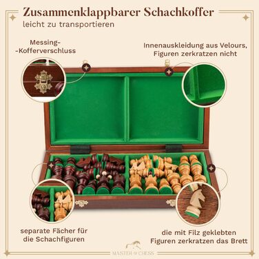 Шаховий набір Intarsien Pearl XL з вишневого дерева | Master of Chess | Шахи 42 см | Класичні шахи для дітей та дорослих - шахове поле та фігури з вишні XL