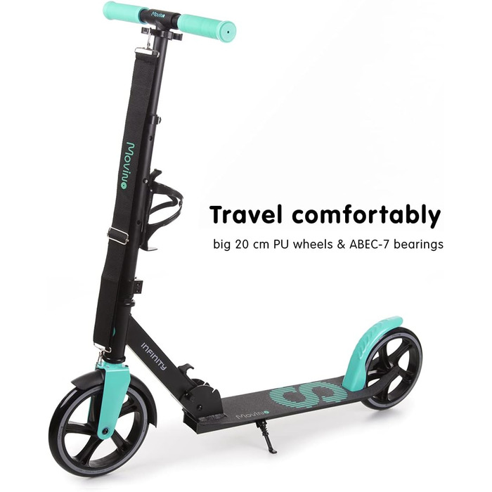 Самокат MOVINO Infinity Roller складаний, міський, з алюмінієвою декою, регульований по висоті, з тримачем для пляшки, для дітей та дорослих
