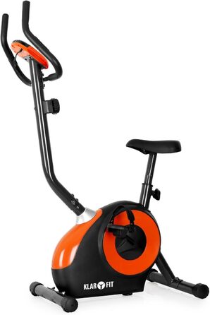 Велотренажер Kraftfit для дому, з пульсометром і комп'ютером, спінінг велосипед для кардіо та зміцнення ніг, максимальна вага 100 кг, чорний-оранжевий, безшумний
