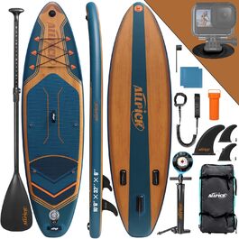 Надувна SUP-дошка ALLPICK Premium 180кг, комплект з камеротримачем, веслом, аксесуарами, для початківців і досвідчених, морський синій