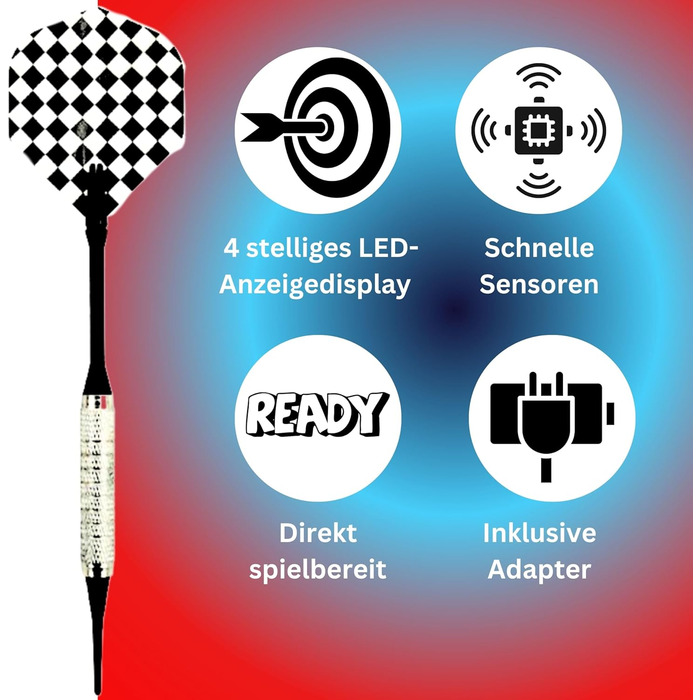 Електронний дартс Best Sporting Coventry Xtra з LED-дисплеєм, 12 дротиками та змінними наконечниками, набір для 16 гравців
