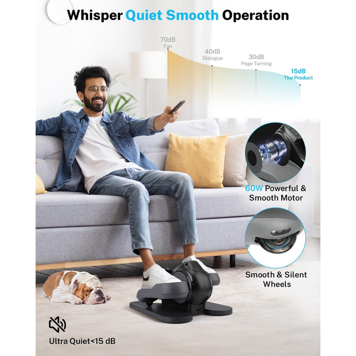 Еліптичний тренажер Gonex під стіл для літніх людей з 10 рівнями опору, тренажер для ніг, як у телепередачі, педальний тренажер, 10 швидкостей та 3 автоматичні режими, чорний