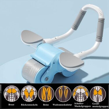 Ролик для пресу з автоматичним відскоком, з підтримкою ліктів, для тренування пресу, блакитний