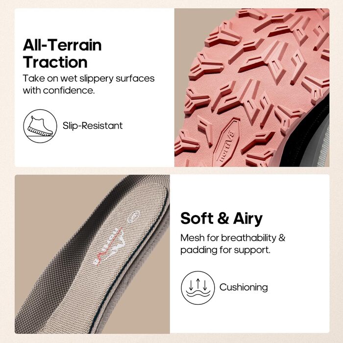 Трекінгові черевики NORTIV для жінок. Легкі, водонепроникні, для активного відпочинку. Розмір 38 EU, сіро-рожеві.