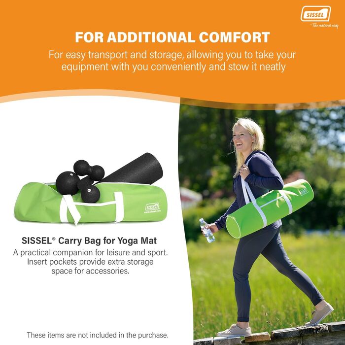 Килимок для фітнесу та йоги SISSEL® 1,5 см | Не слизький, безпечний для шкіри | З оптимальною амортизацією | Легко згортається | Розміри: 180x60 см, Антрацит