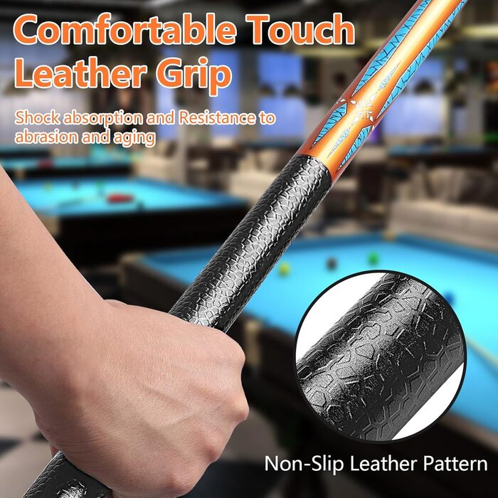 Більярдний кий 18/19/20/21 oz, 58' - професійний кий для більярдного столу, 13mm наконечник, для гри 8/9 куль (Золотий 18oz)