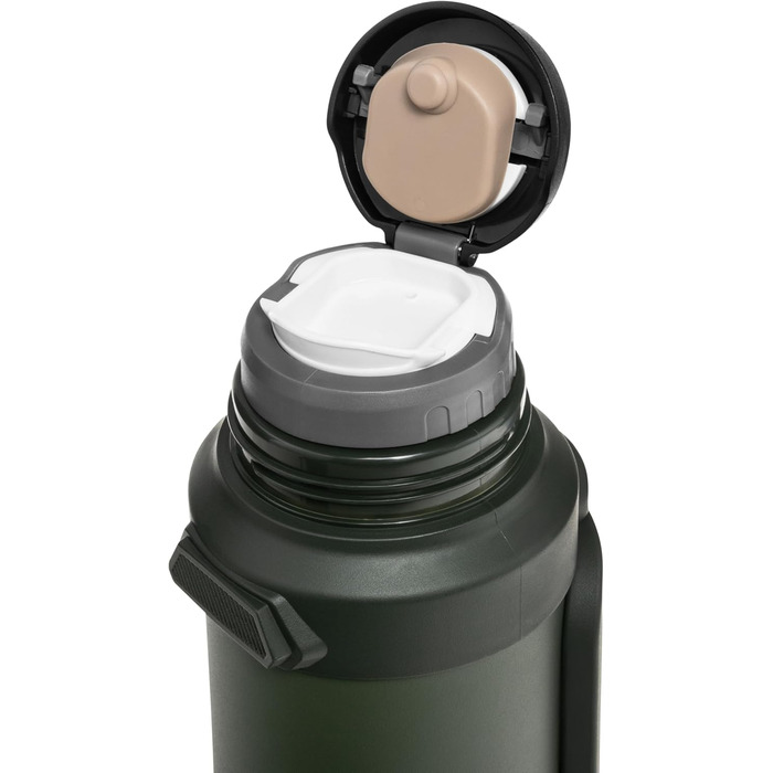Термос Badger Outdoor Big Boy 1,3 л з нержавіючої сталі, із чайним ситечком, вакуумною ізоляцією, зберігає тепло до 24 годин, з ремінцем для перенесення, оливковий зелений