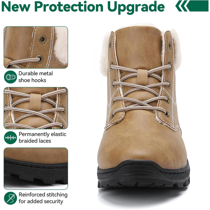 Зимові черевики чоловічі та жіночі – теплі, з підкладкою, зимові чоботи, чоботи для снігу, легкі, неслизькі, для активного відпочинку, трекінгу, снігу та повсякденного носіння, 38 EU, Хакі Gb189