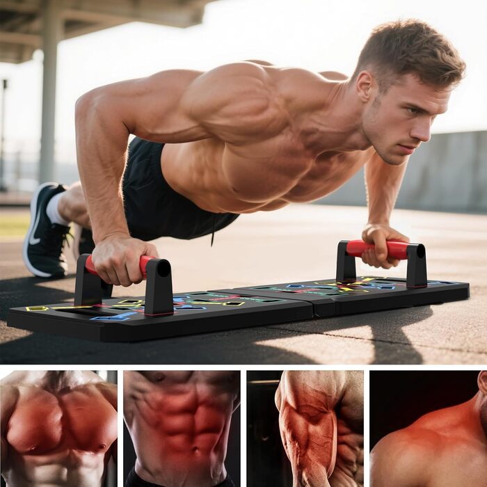 GLKEBY Тренажер для віджимань Push-Up Rack Board 15-в-1, складаний, багатофункціональний, для дому, фітнесу, портативний, регульований, з квадратною ручкою