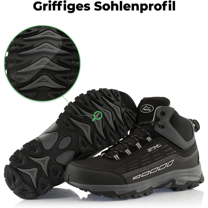 Черевики для ходьби жіночі та чоловічі, водонепроникні зимові черевики (36 EU, чорний, сірий)