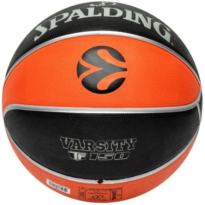 Баскетбольний м'яч Spalding Euroleague Varsity TF-150 розмір 7, чорний/помаранчевий, для дорослих, унісекс