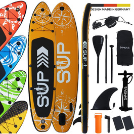 Надувний SUP Board 24MOVE® з аксесуарами: для йоги, серфінгу, дітей та дорослих, 366x80см, помаранчевий