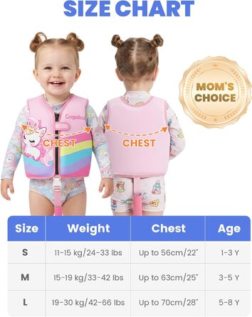 Спасальний жилет для плавання Gogokids 15-30 кг, для навчання плаванню, рожевий S (1-3 роки)