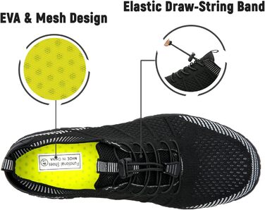 Аквашузи IceUnicorn Strandschuhe для плавання та пляжу (42 EU, чорні, швидковисихаючі)