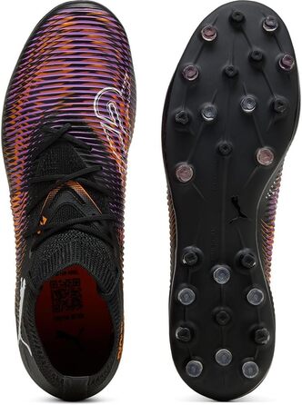 Футбольні бутси PUMA Future 8 Match Mg - чорно-білі з червоним світінням, 42 EU