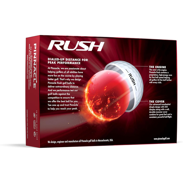 М'ячі для гольфу Pinnacle Rush, 15 штук, для дальніх ударів