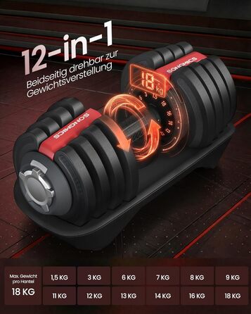 Набір роздвоєних гантелей SONGMICS 2 x 18 кг зі стійкою, прогумовані ручки для силових тренувань та фітнесу вдома