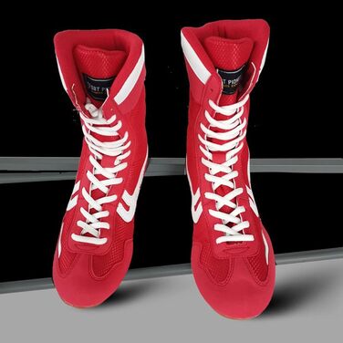 Боксерські та борцівські кросівки для чоловіків та жінок. Дихаючі кросівки для занять боксом та боротьбою, висока шнуровка, червоні, 42 EU