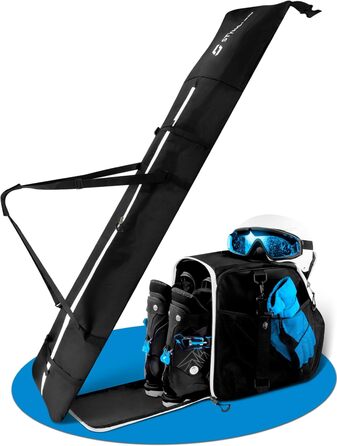 Набір STYNGARD для лиж: сумка для лиж (120-160 см) та сумка для лижних черевиків з відділенням для шолома (40 л), з вентиляційними гратами, модель St. Moritz (чорно-білий)