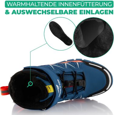 Черевики для ходьби жіночі та чоловічі, зимові, з утеплювачем, кольори: синій, помаранчевий, розмір 43 EU