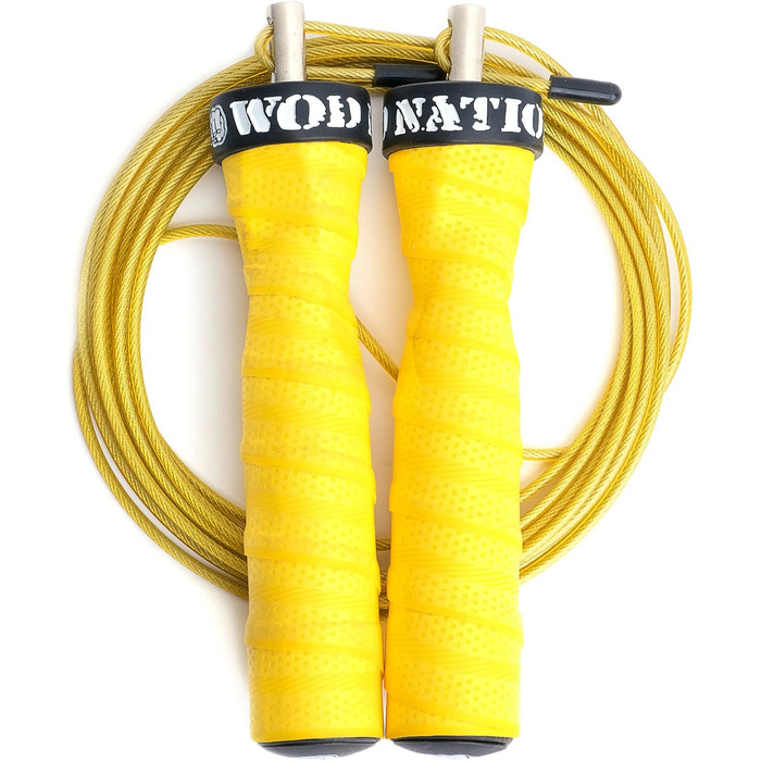 Стрибкове кабель WOD Nation для швидких стрибків: регульоване тренувальне обладнання з двома кабелями. В комплекті: товстий (жовтий) та легкий 11-футовий кабель