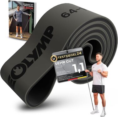 Резистентні гумки Neolymp з натурального латексу з електронною книгою для фітнесу - довгі гумки для силових тренувань, фітнес-гумки, гумки для підтягувань (дуже міцні | 64-116 кг)