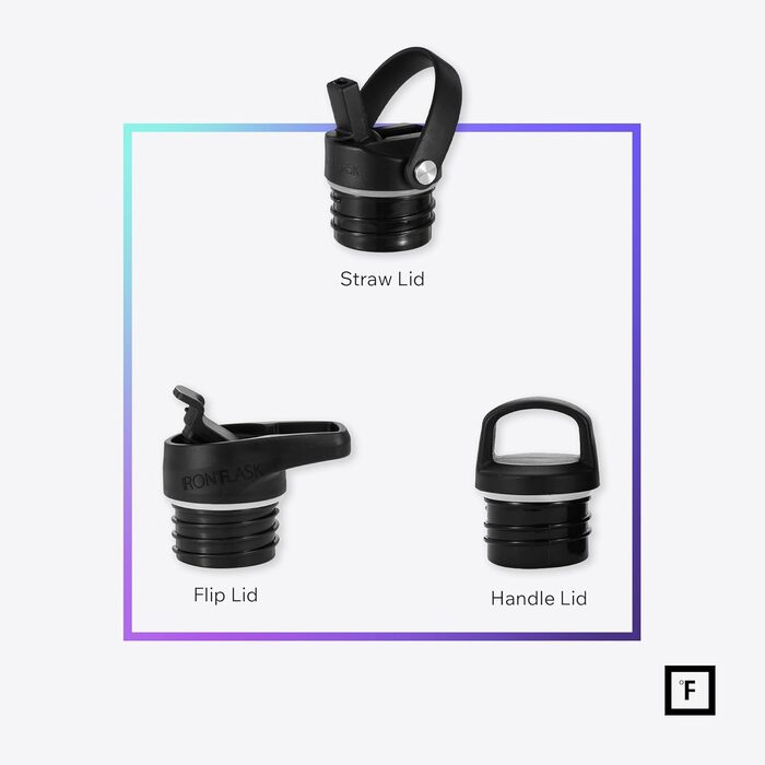Фляга з нержавіючої сталі з 3 кришками - термофляга, витокозахисна, металева, двостінна, ізольована, без BPA для спорту, школи, фітнесу, кемпінгу