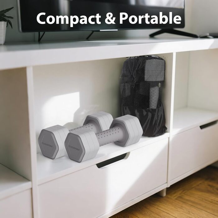 Регульовані гантелі 2 шт. в наборі, 4 в 1, гантелі з вільними вагами, гантелі для жінок вдома, набір гантелей 2.3 кг з неслизькою ручкою для домашнього спортзалу, тренувань та фітнесу, сірий колір