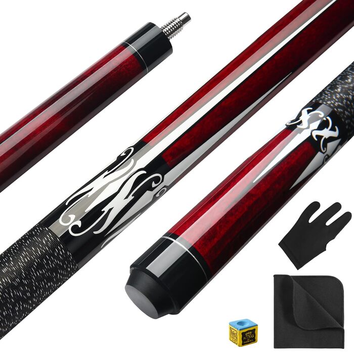 Кю Pool Queue 58 дюймів: Більярдний кий з канадського клена, наконечник 13 мм, для професійних гравців. Білльярдний кий 1/2 Maple, червоний