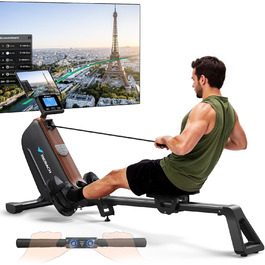 Гребний тренажер MERACH для дому, складаний, магнітний, тихий, з додатком, подовжені направляючі, електричне налаштування (самостійно)