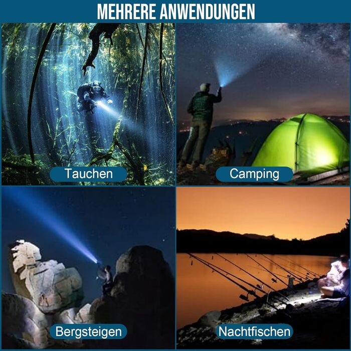 Ліхтар під водою Trustfire DF006, 2300 люмен, 100 метрів глибини, 3 режими, перезаряджається, з петлею, чорний