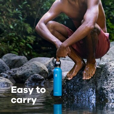 Термобутилка HYDRO FLASK 532 мл з нержавіючої сталі, вакуумна, спортивна, із широкою горловиною, кришкою Flex Cap та ремінцем, Laguna, підходить для посудомийки